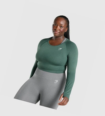 Gymshark Vital Seamless 2.0 Crop Top Gensere Dame Mørke Grønn | FAXIDG843