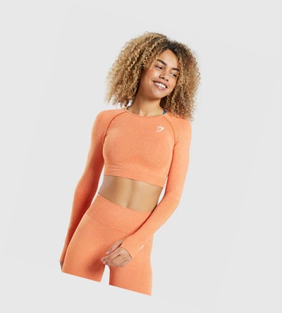 Gymshark Vital Seamless 2.0 Crop Top Gensere Dame Aprikos Oransje | LGRKAT574