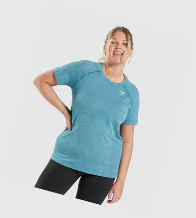 Gymshark Vital Seamless 2.0 Light T-skjorte Dame Turkis | BPHYTS529