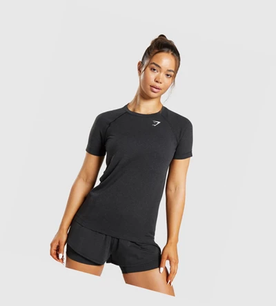 Gymshark Vital Seamless 2.0 Light T-skjorte Dame Svarte | PBQCNJ705