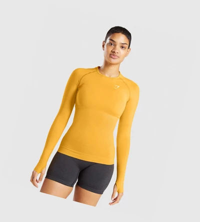 Gymshark Vital Seamless 2.0 Top T-skjorte Dame Gul | TZJRBC645