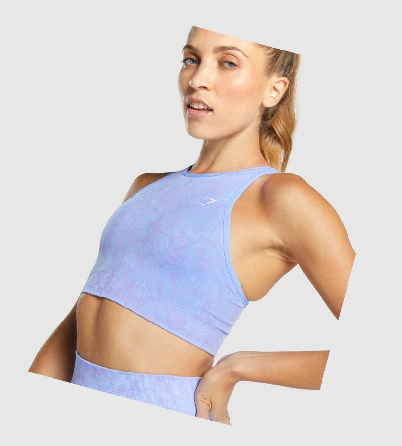 Gymshark Adapt Animal Seamless Sports Bh Dame Lyse Blå | SRVYZJ386