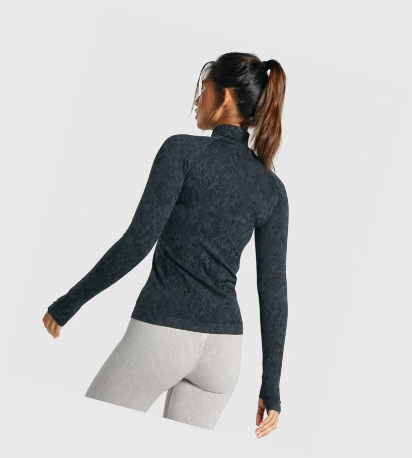 Gymshark Adapt Animal Seamless Zip Up Klær Dame Svarte | TVHWYI036