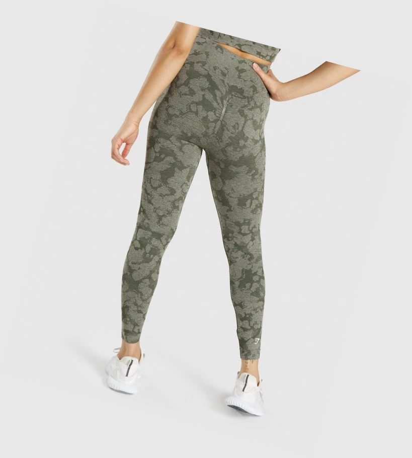 Gymshark Adapt Camo Seamless High Waisted Leggings Dame Grønn | ACQDZW936