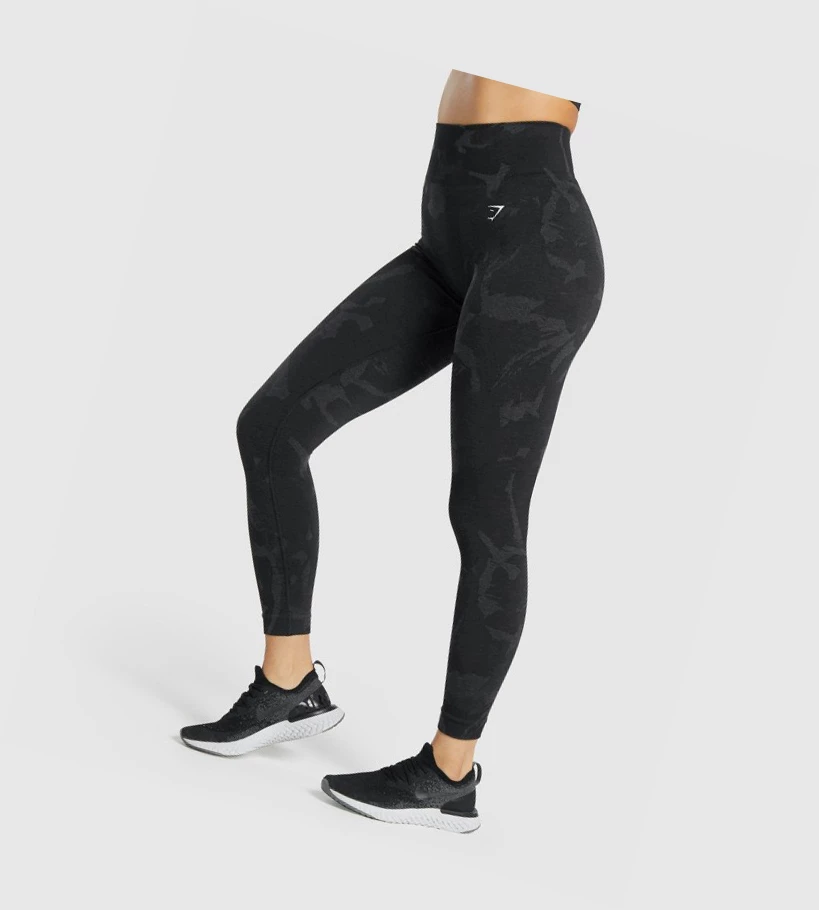 Gymshark Adapt Camo Seamless High Waisted Leggings Dame Svarte | CWERNS259