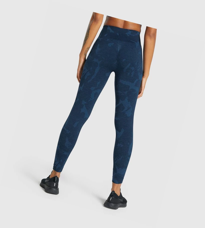 Gymshark Adapt Camo Seamless High Waisted Leggings Dame Marineblå | KWPTLH762