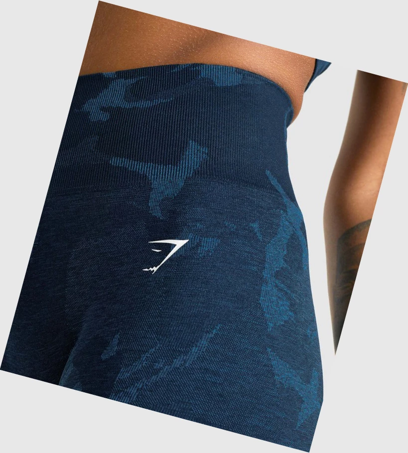 Gymshark Adapt Camo Seamless High Waisted Leggings Dame Marineblå | KWPTLH762