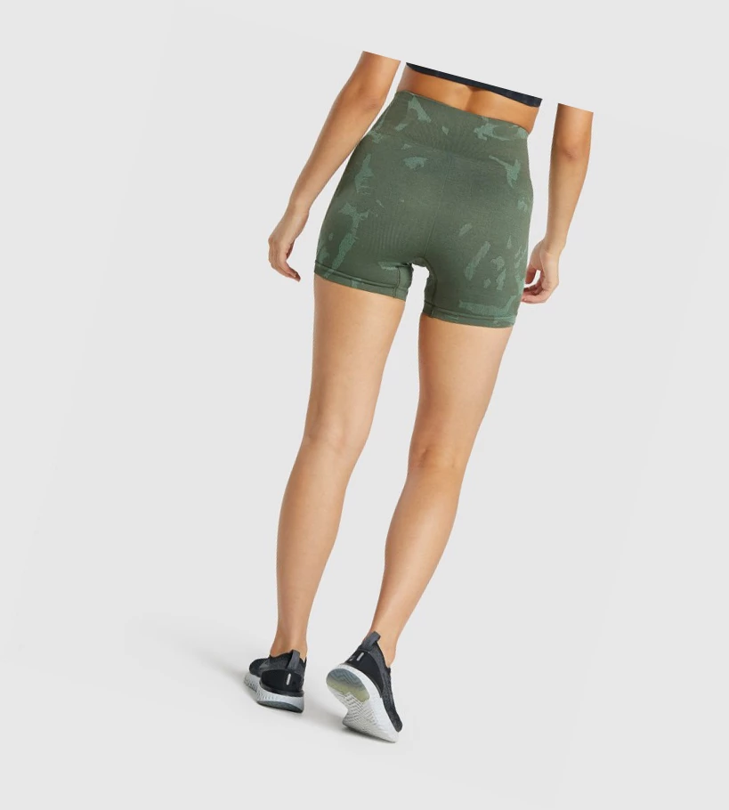 Gymshark Adapt Camo Seamless Shorts Dame Grønn | SXMRJK503