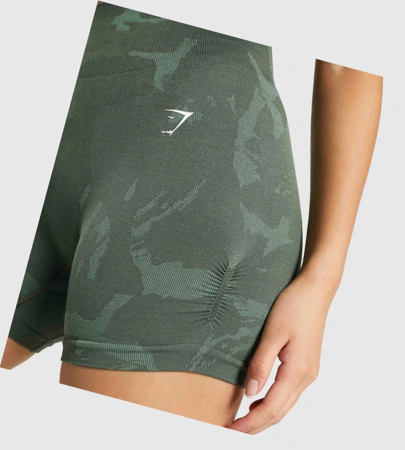 Gymshark Adapt Camo Seamless Shorts Dame Grønn | SXMRJK503