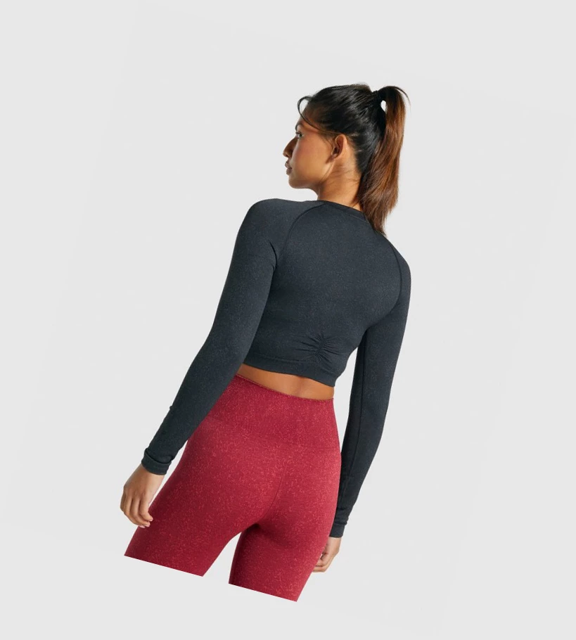 Gymshark Adapt Fleck Seamless Crop Top Gensere Dame Svarte | CSINKZ481