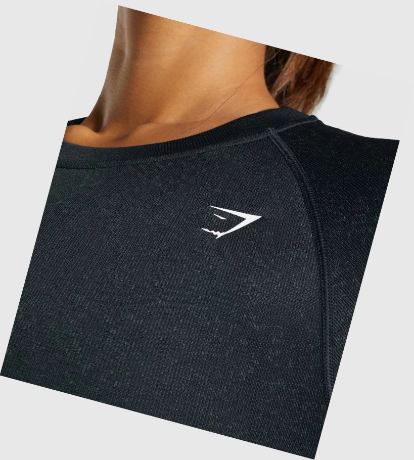 Gymshark Adapt Fleck Seamless Crop Top Gensere Dame Svarte | CSINKZ481