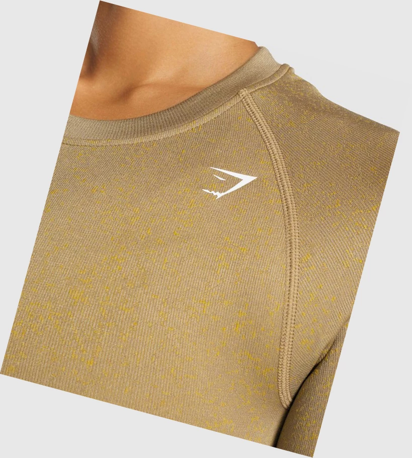 Gymshark Adapt Fleck Seamless Crop Top Gensere Dame Lyse Brune | ECBSTL145