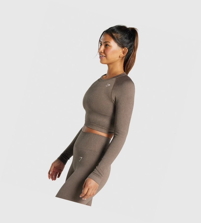 Gymshark Adapt Fleck Seamless Crop Top Gensere Dame Brune | OYEXUQ325