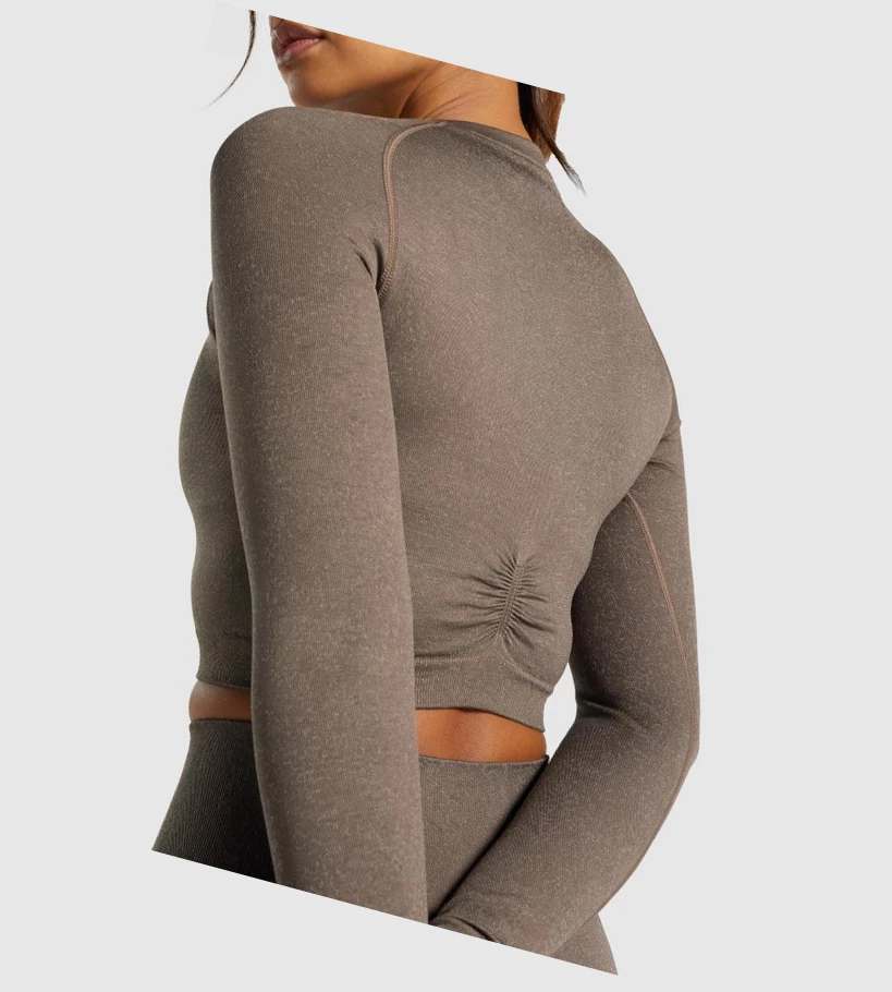 Gymshark Adapt Fleck Seamless Crop Top Gensere Dame Brune | OYEXUQ325