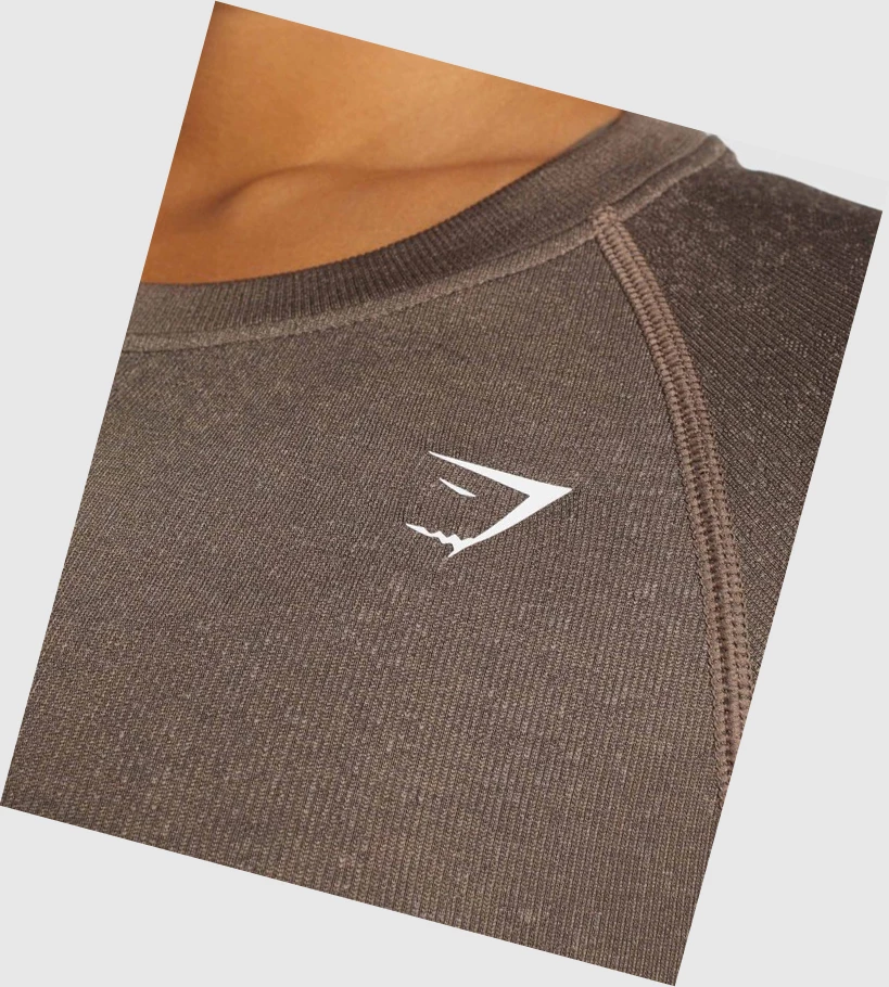 Gymshark Adapt Fleck Seamless Crop Top Gensere Dame Brune | OYEXUQ325