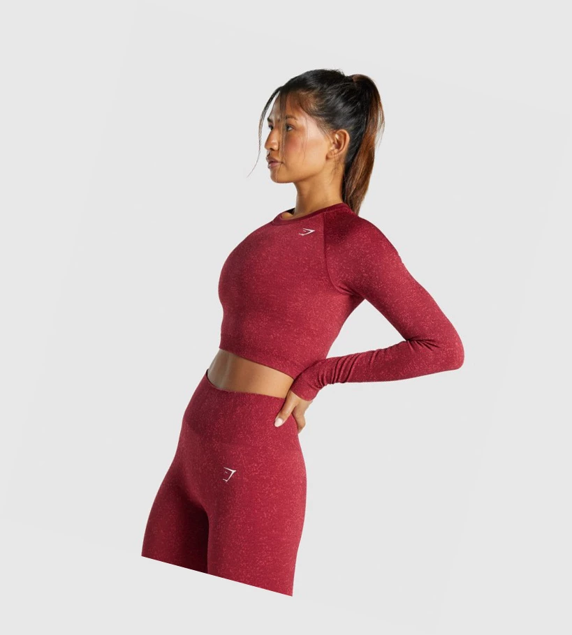 Gymshark Adapt Fleck Seamless Crop Top Gensere Dame Burgunder | PBHELO027