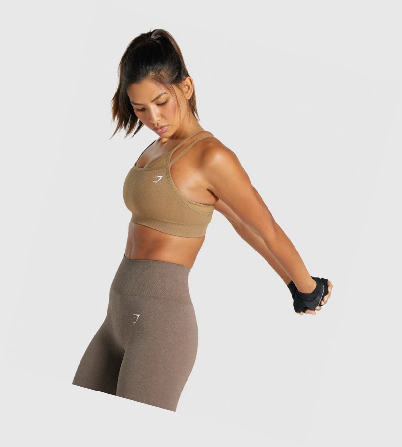 Gymshark Adapt Fleck Seamless Sports Bh Dame Lyse Brune | CRWBIO537