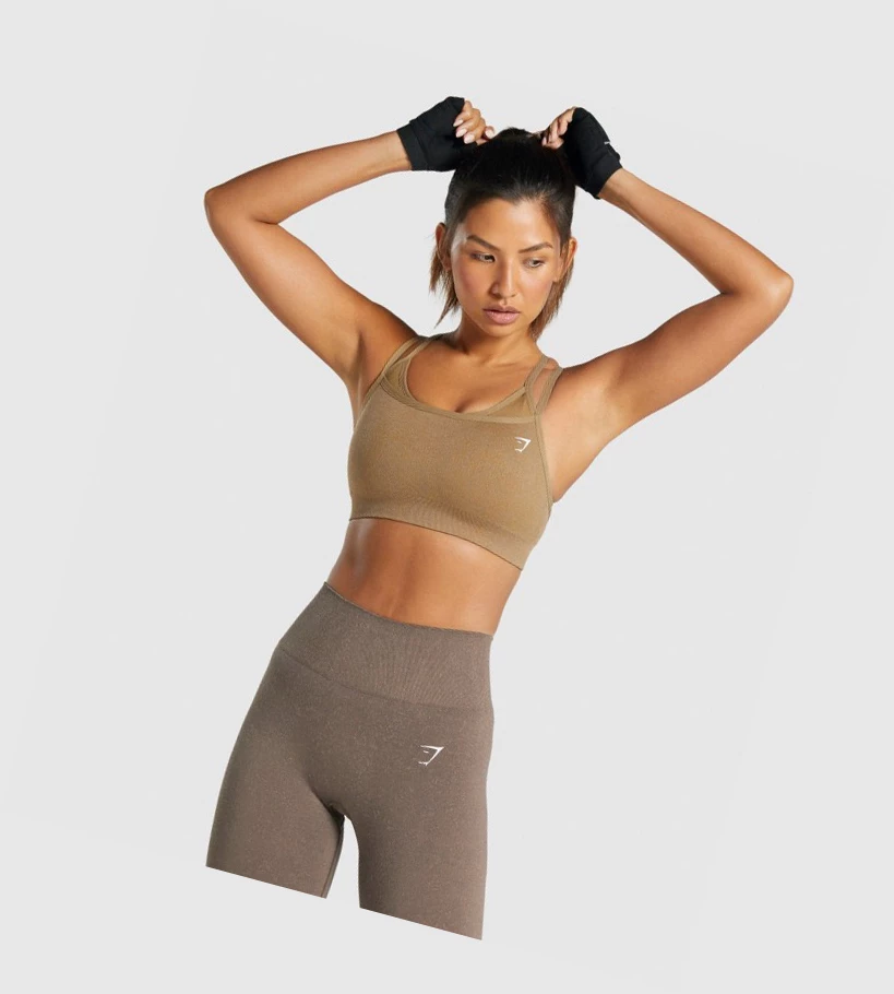 Gymshark Adapt Fleck Seamless Sports Bh Dame Lyse Brune | CRWBIO537