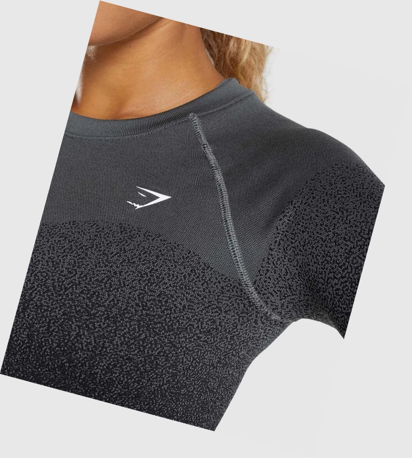 Gymshark Adapt Ombre Seamless Crop Top Gensere Dame Svarte Grå | ASUZEV157