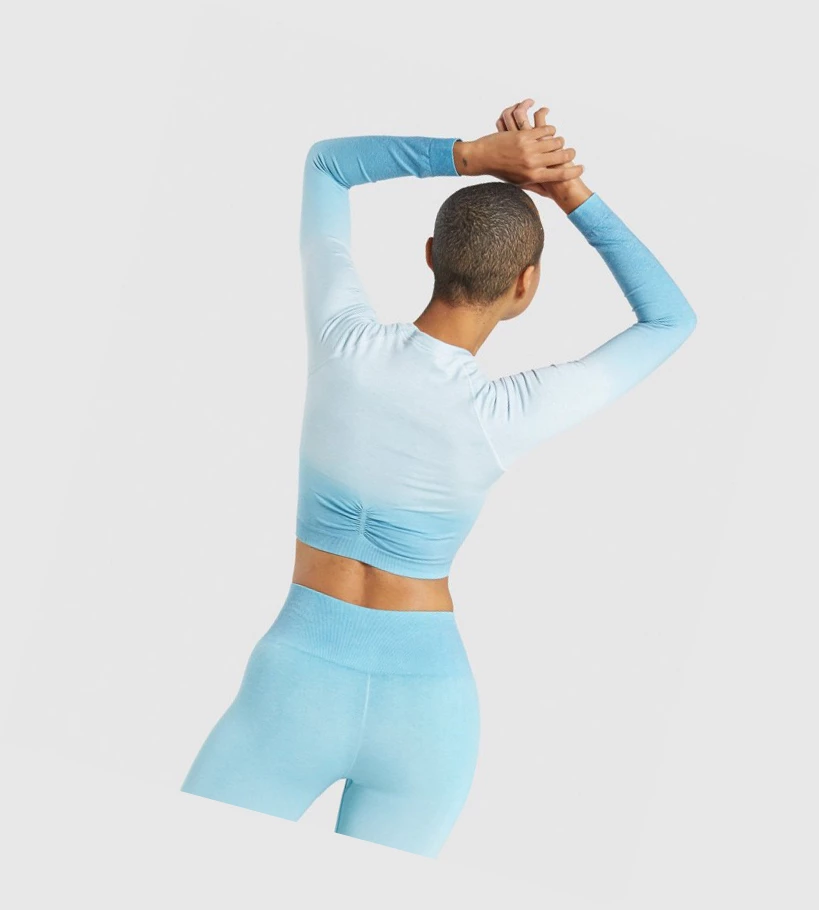 Gymshark Adapt Ombre Seamless Crop Top Gensere Dame Lyse Blå Lyse Blå | CLGPAM924