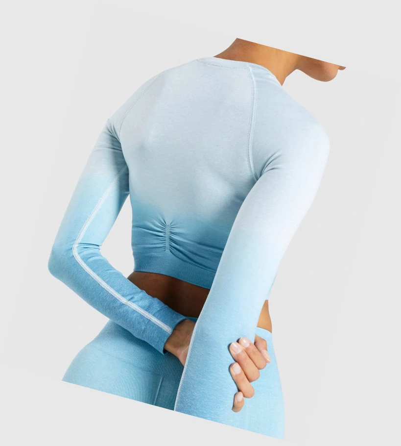 Gymshark Adapt Ombre Seamless Crop Top Gensere Dame Lyse Blå Lyse Blå | CLGPAM924