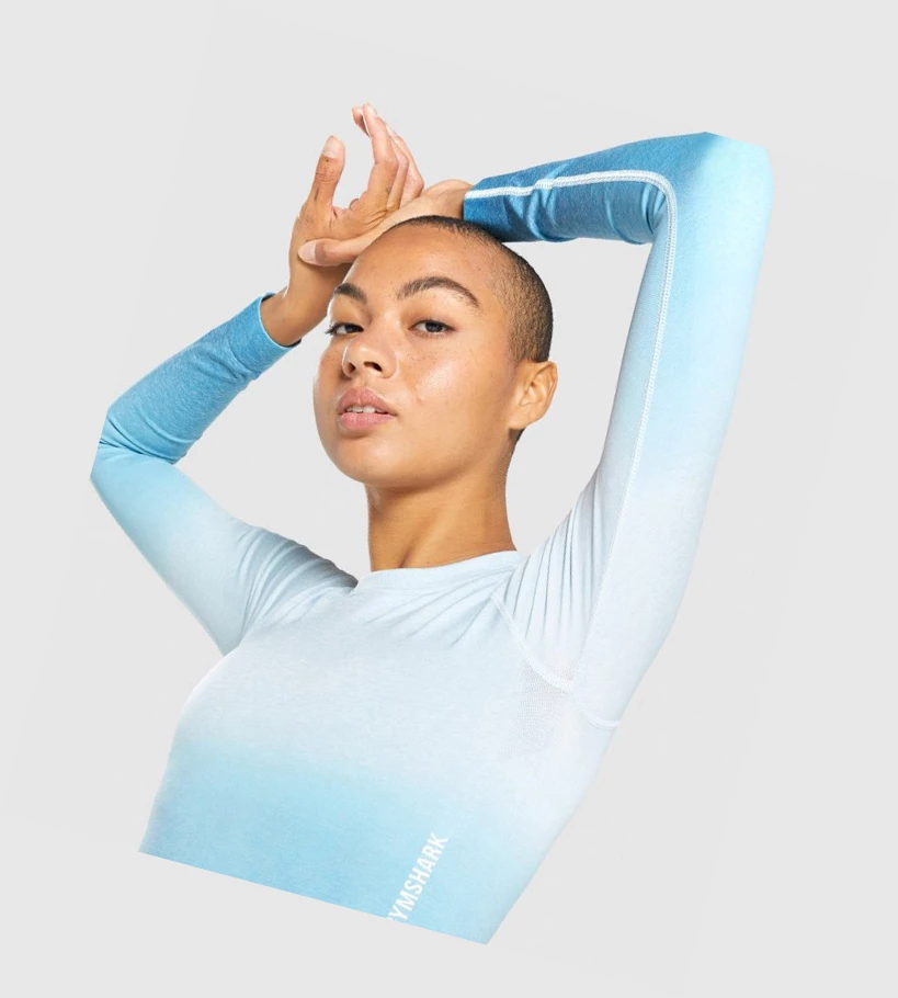 Gymshark Adapt Ombre Seamless Crop Top Gensere Dame Lyse Blå Lyse Blå | CLGPAM924