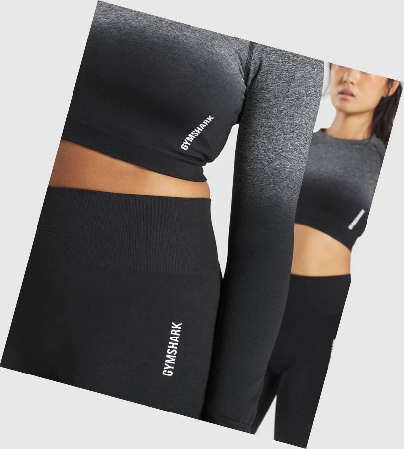 Gymshark Adapt Ombre Seamless Crop Top Gensere Dame Svarte Svarte | HJGZCK361