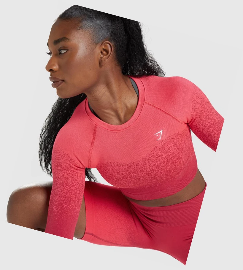 Gymshark Adapt Ombre Seamless Crop Top Gensere Dame Rosa Rød | NWBUEI341