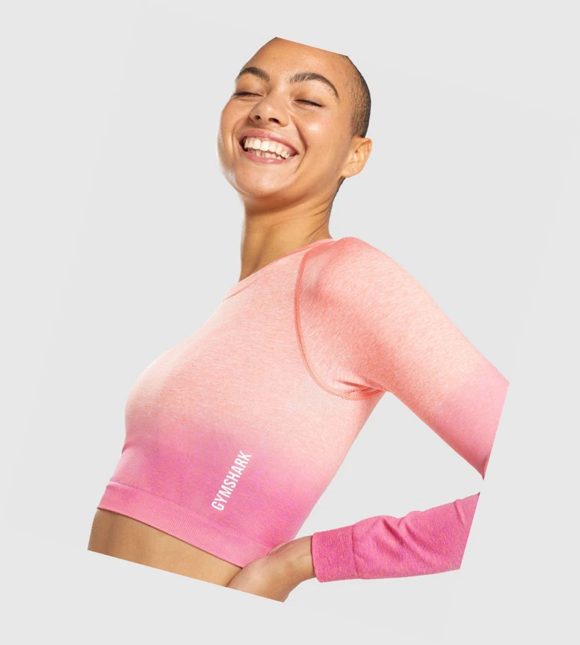 Gymshark Adapt Ombre Seamless Crop Top Gensere Dame Oransje Rosa | RKIFUP972