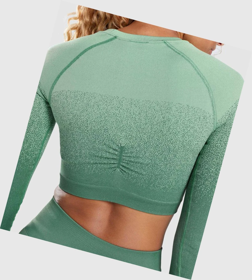 Gymshark Adapt Ombre Seamless Crop Top Gensere Dame Grønn Lyse Grønn | VLTMSC819