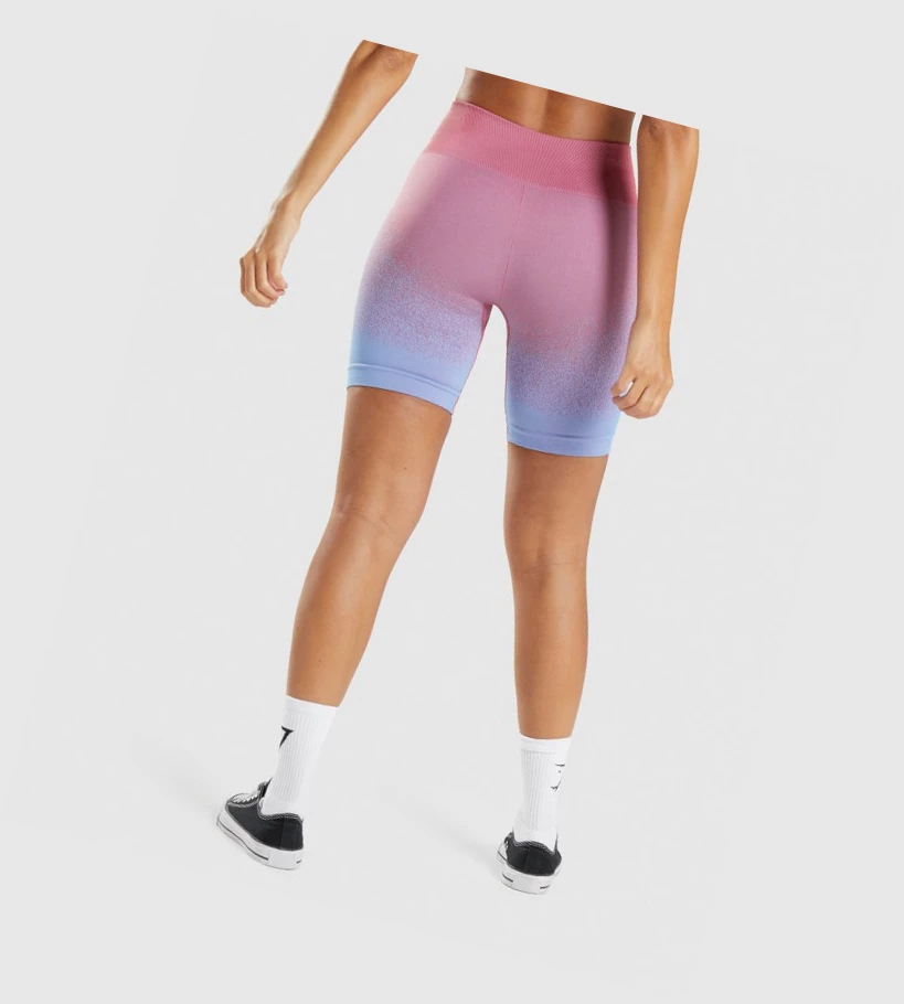 Gymshark Adapt Ombre Seamless Cycling Shorts Dame Rosa Rosa Lyse Blå | KHCTQL276