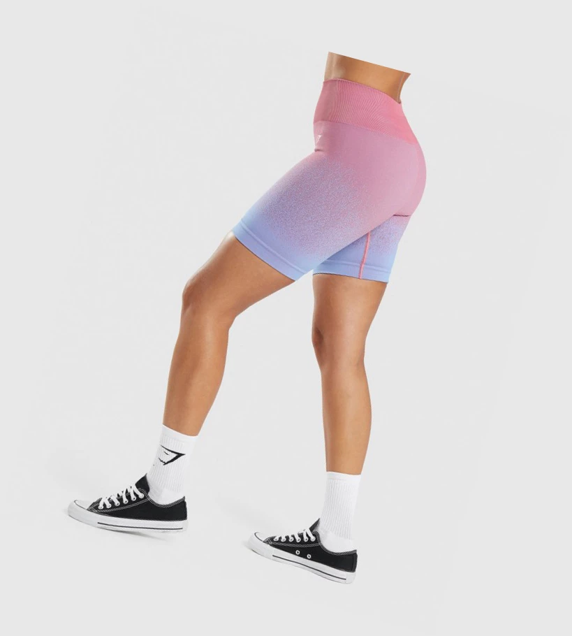 Gymshark Adapt Ombre Seamless Cycling Shorts Dame Rosa Rosa Lyse Blå | KHCTQL276