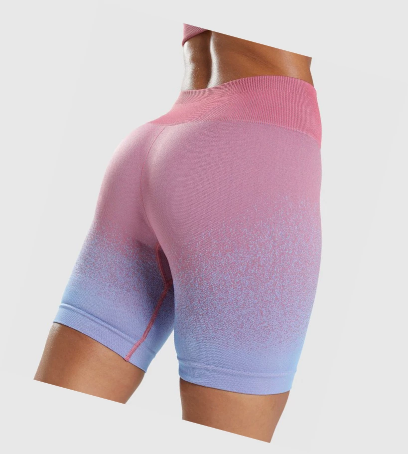 Gymshark Adapt Ombre Seamless Cycling Shorts Dame Rosa Rosa Lyse Blå | KHCTQL276