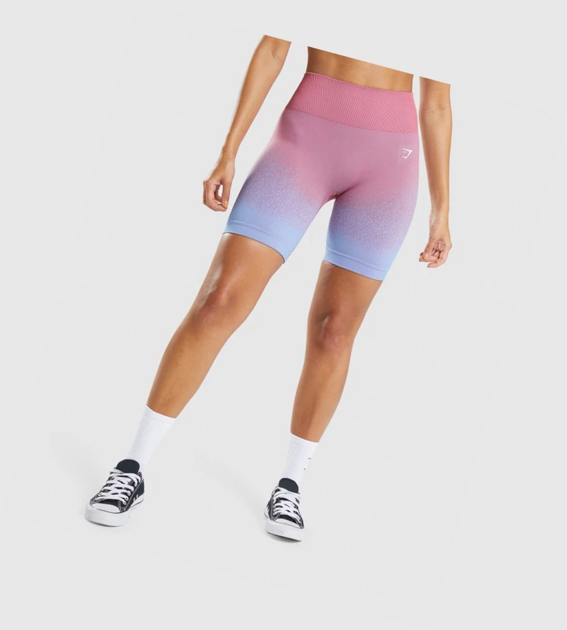 Gymshark Adapt Ombre Seamless Cycling Shorts Dame Rosa Rosa Lyse Blå | KHCTQL276