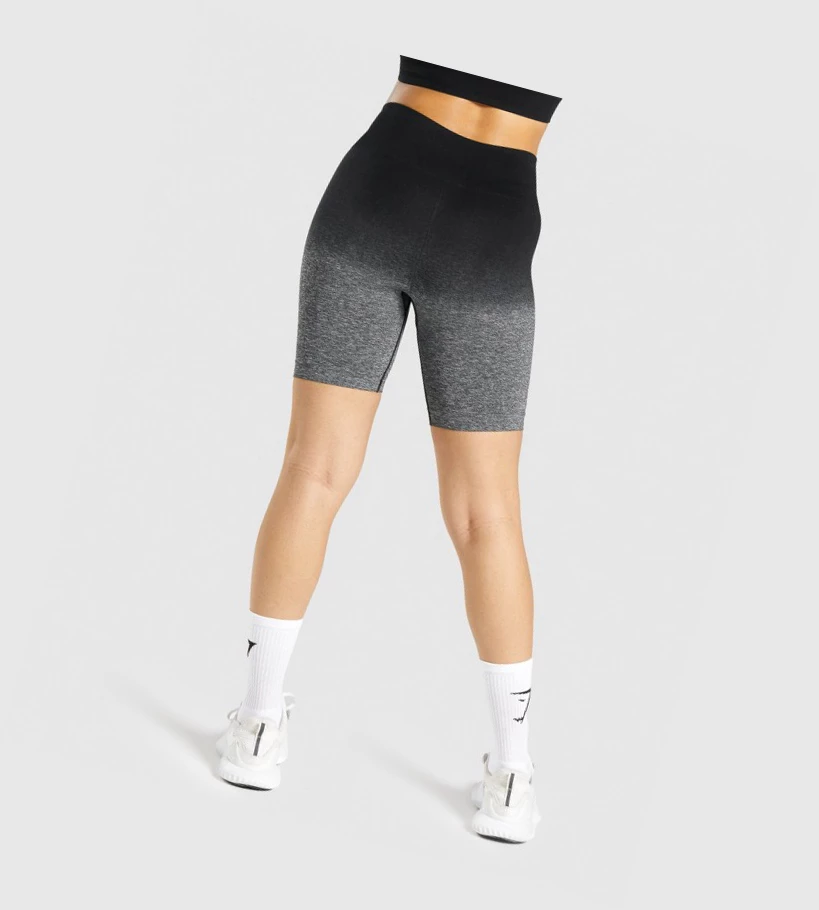 Gymshark Adapt Ombre Seamless Shorts Dame Svarte Svarte | VUCWHJ973