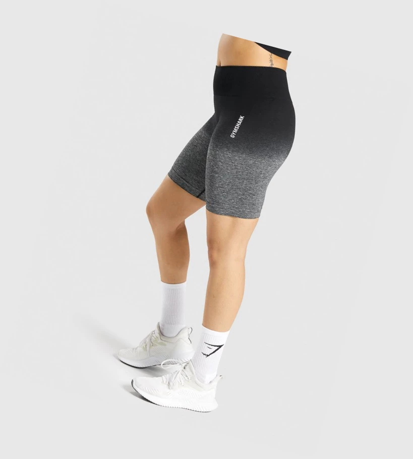 Gymshark Adapt Ombre Seamless Shorts Dame Svarte Svarte | VUCWHJ973