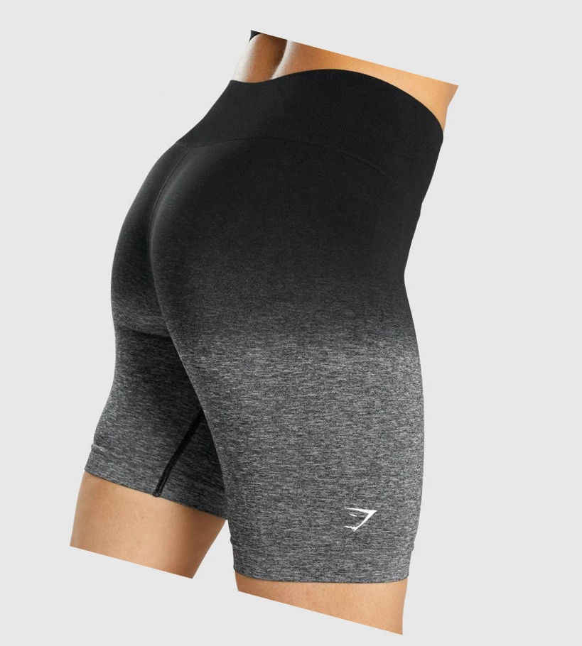 Gymshark Adapt Ombre Seamless Shorts Dame Svarte Svarte | VUCWHJ973