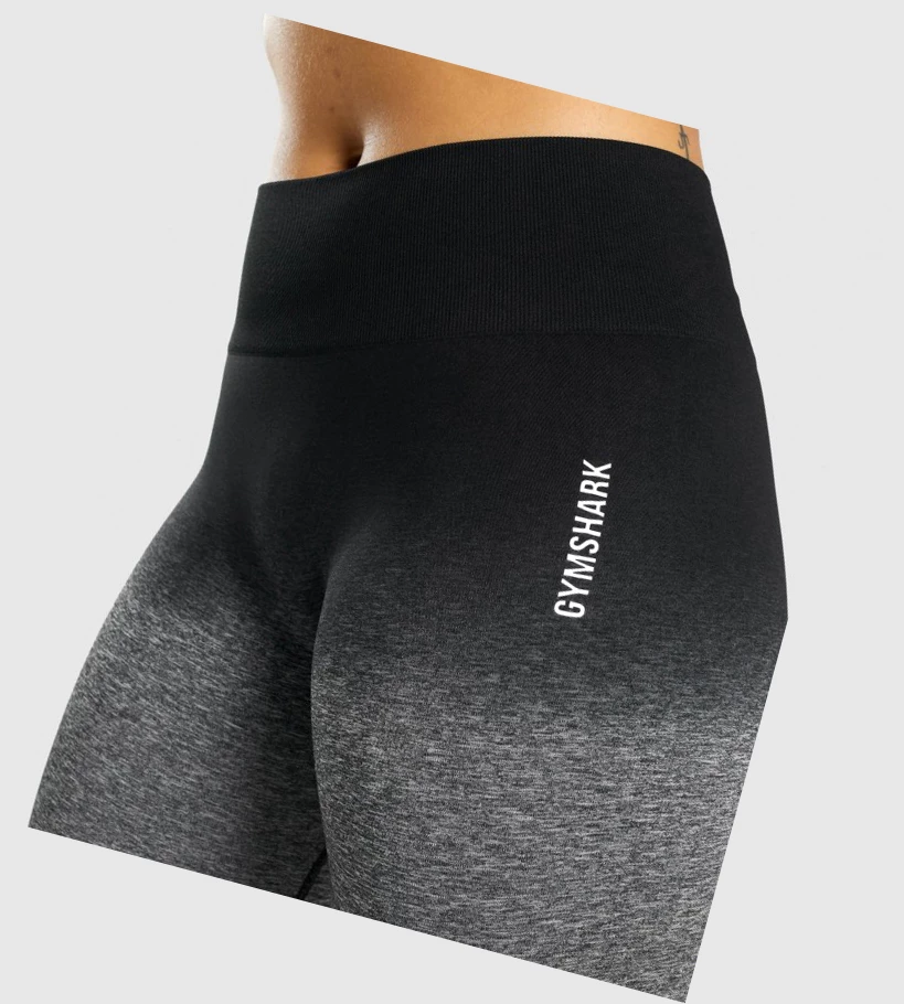 Gymshark Adapt Ombre Seamless Shorts Dame Svarte Svarte | VUCWHJ973