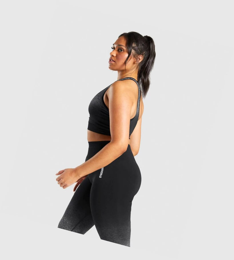 Gymshark Adapt Ombre Seamless Sports Bh Dame Svarte Svarte | FMYORZ782