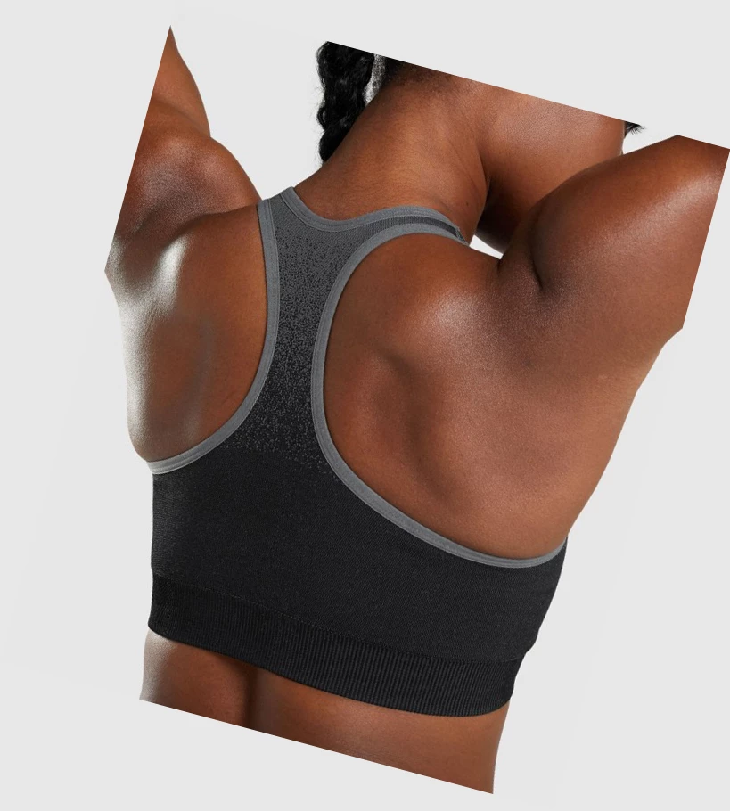 Gymshark Adapt Ombre Seamless Sports Bh Dame Svarte Grå | JKPBOE508