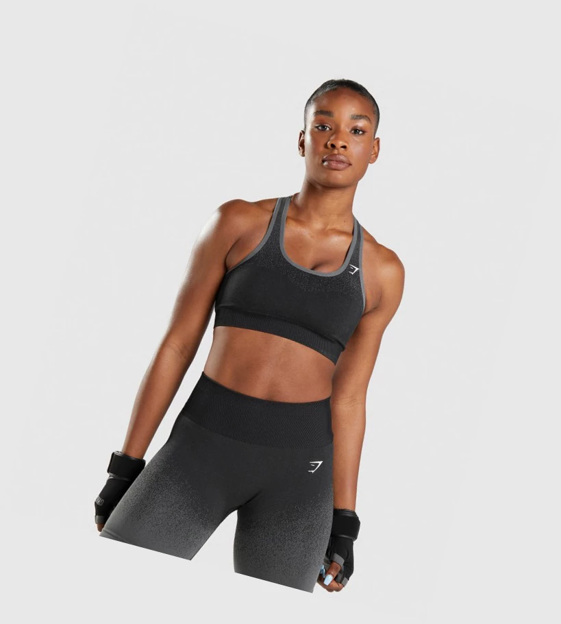 Gymshark Adapt Ombre Seamless Sports Bh Dame Svarte Grå | JKPBOE508