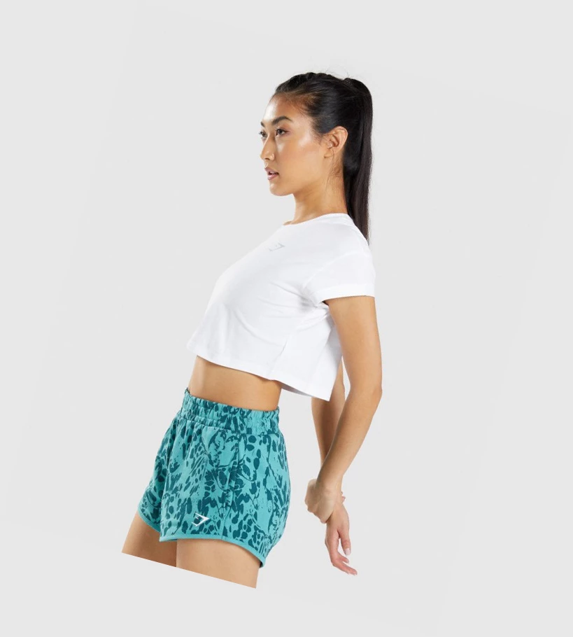 Gymshark Animal Grafiske Crop Gensere Dame Hvite | LVEMQT780