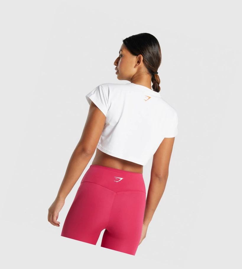 Gymshark Animal Grafiske Infill Crop T-skjorte Dame Hvite | AFHYTP517