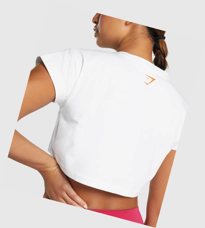 Gymshark Animal Grafiske Infill Crop T-skjorte Dame Hvite | AFHYTP517