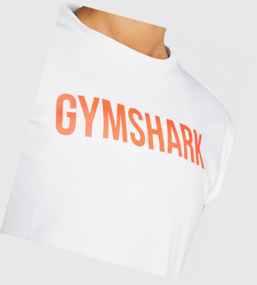 Gymshark Animal Grafiske Infill Crop T-skjorte Dame Hvite | AFHYTP517