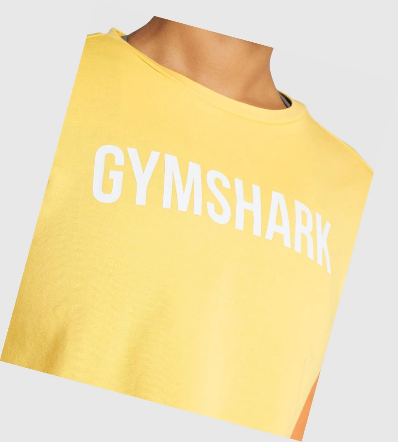 Gymshark Animal Grafiske Infill Crop T-skjorte Dame Gul | IOCFKX607