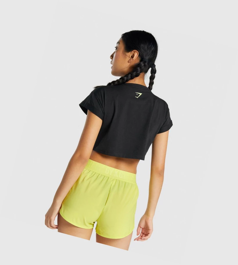 Gymshark Animal Grafiske Infill Crop T-skjorte Dame Svarte | QCBGVP841