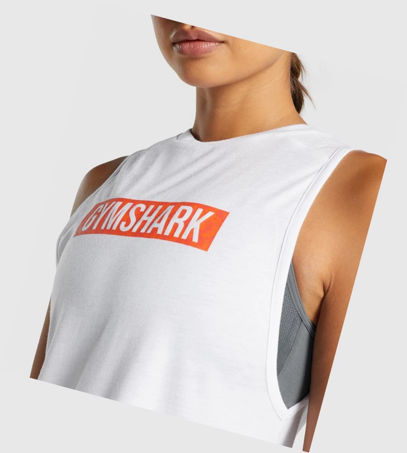 Gymshark Animal Grafiske Infill Singlet Dame Hvite | YKWURN530