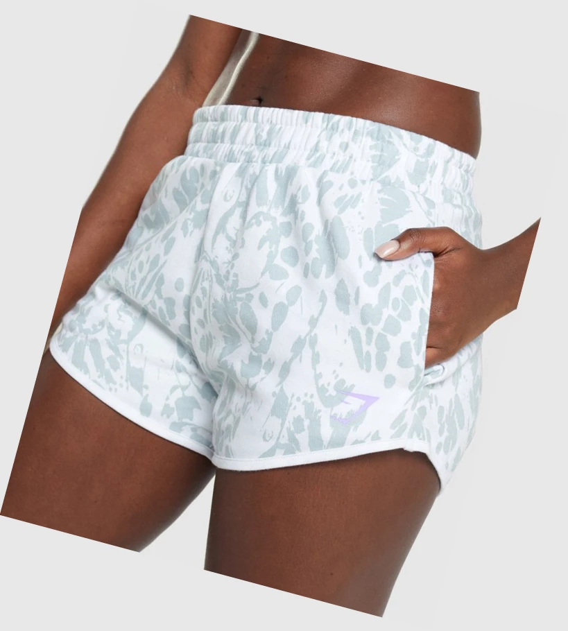 Gymshark Animal Grafiske Shorts Dame Blå | UWTXSJ759