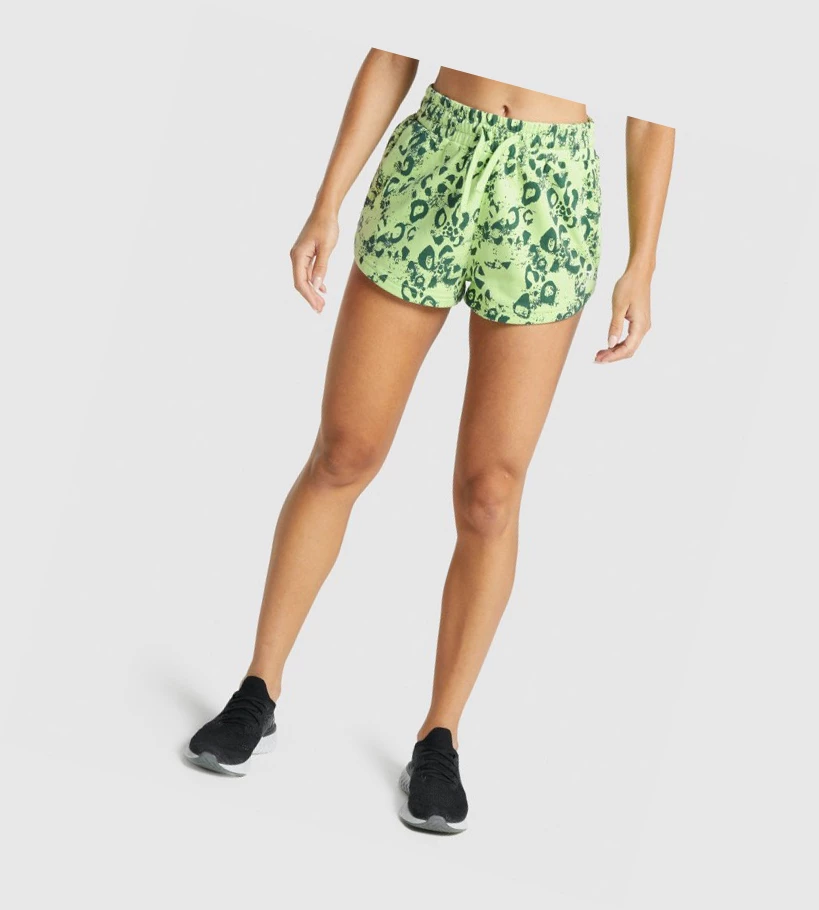 Gymshark Animal Grafiske Shorts Dame Lyse Grønn Mørke Grønn | NAGRXY038